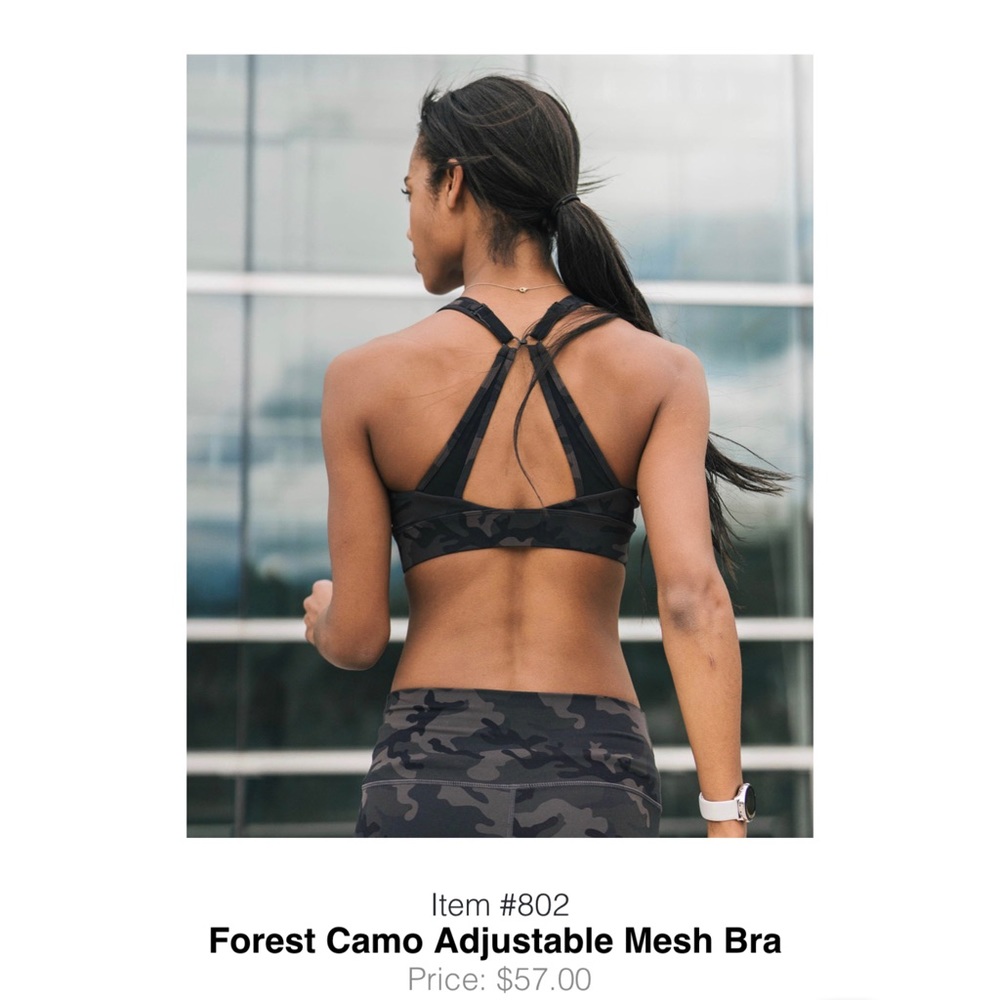 ZYIA Forest Camo Adjustable Mesh Bra, Size XL